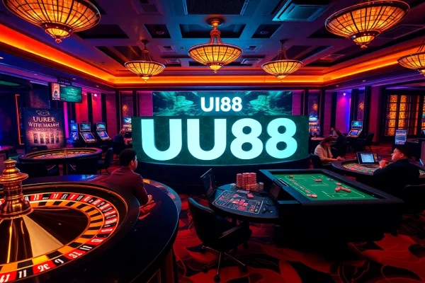 UU88 players experiencing thrilling games at a luxurious casino table.
