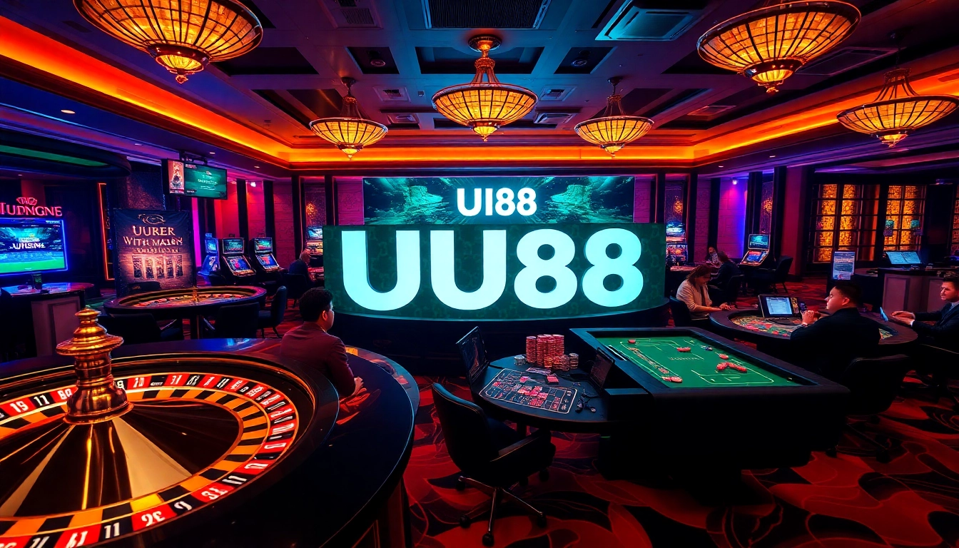 UU88 players experiencing thrilling games at a luxurious casino table.