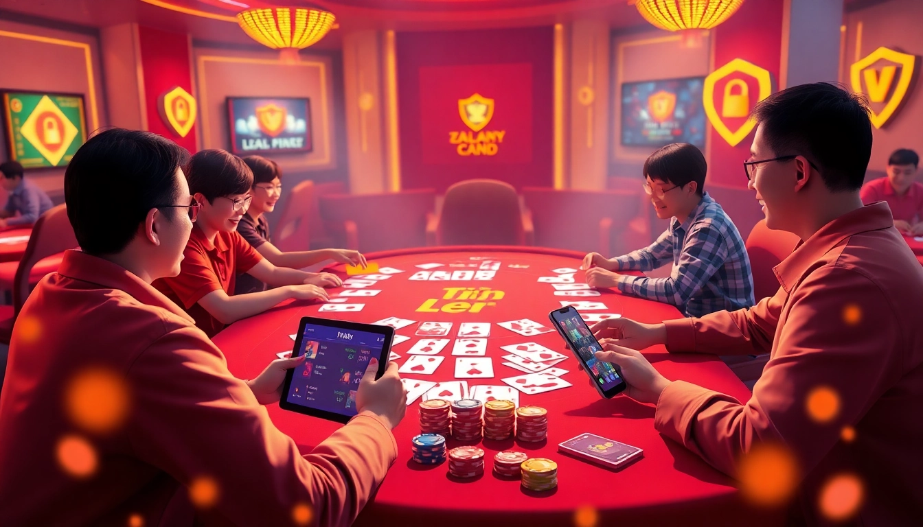 Dynamic gaming scene at gamebaidoithuong.com.vc illustrating excitement in card games.